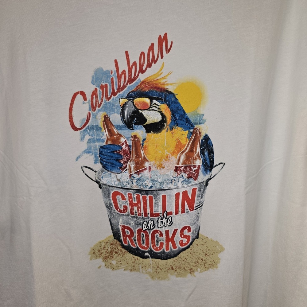 NEW Caribbean Mens Short Sleeve T Shirt Size 3XLT CHILLIN on the Rocks